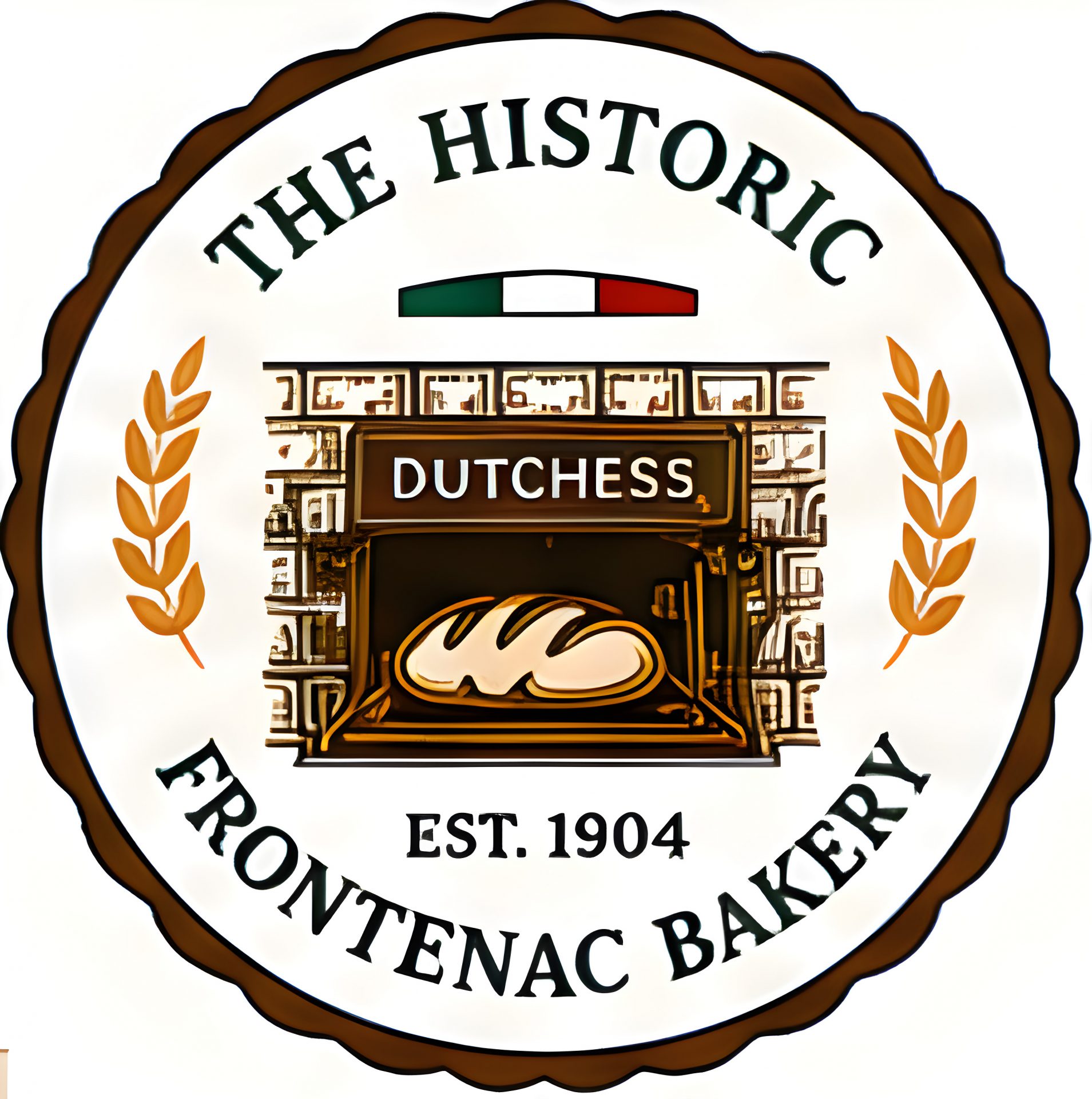 The Historic Frontenac Bakery heritage seal, established 1904